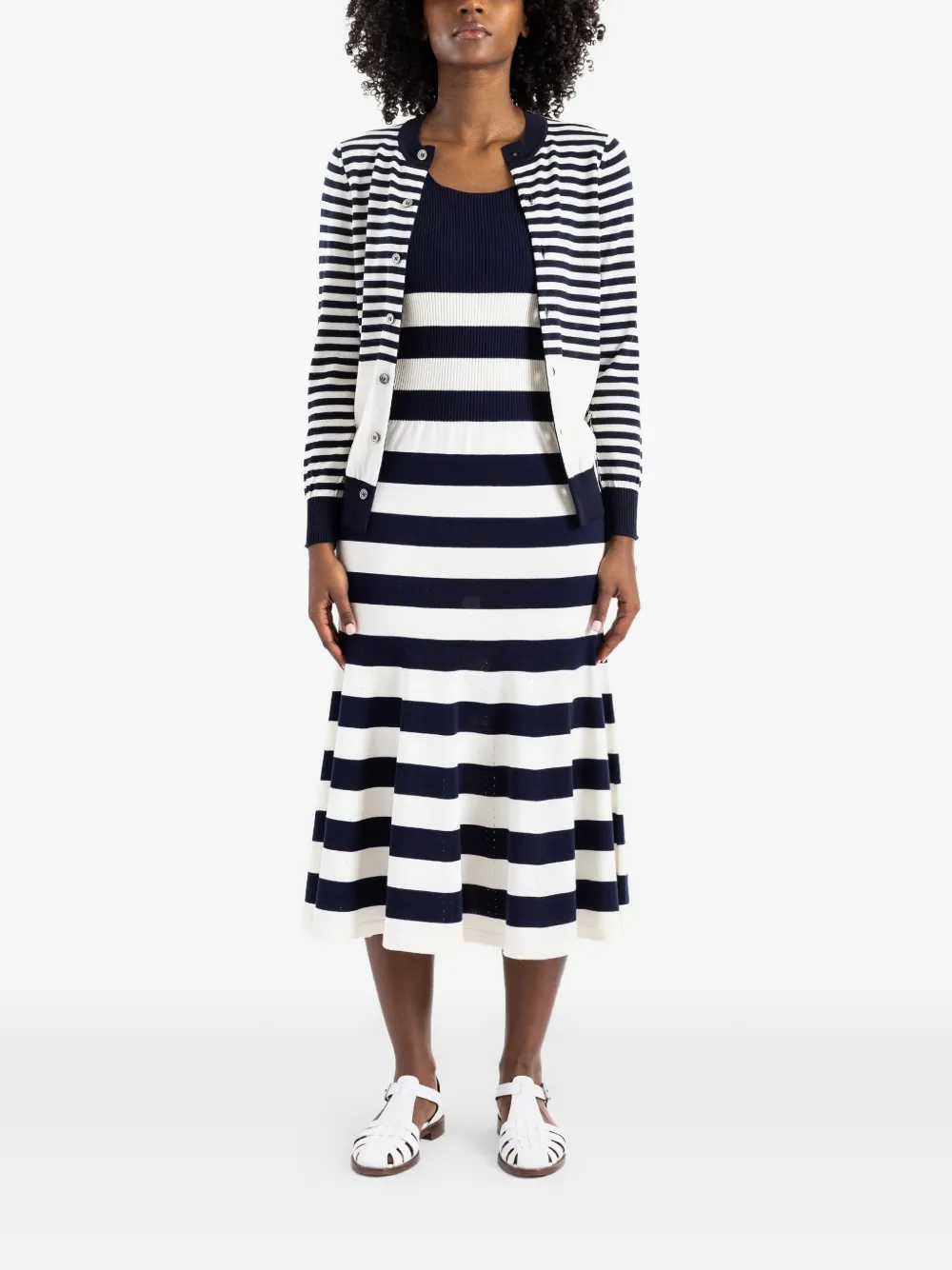 Junya Watanabe striped sleeveless midi dress - Blu