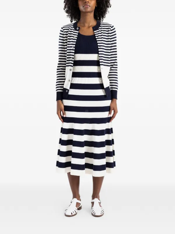 Junya Watanabe Striped Sleeveless Midi Dress in Blue