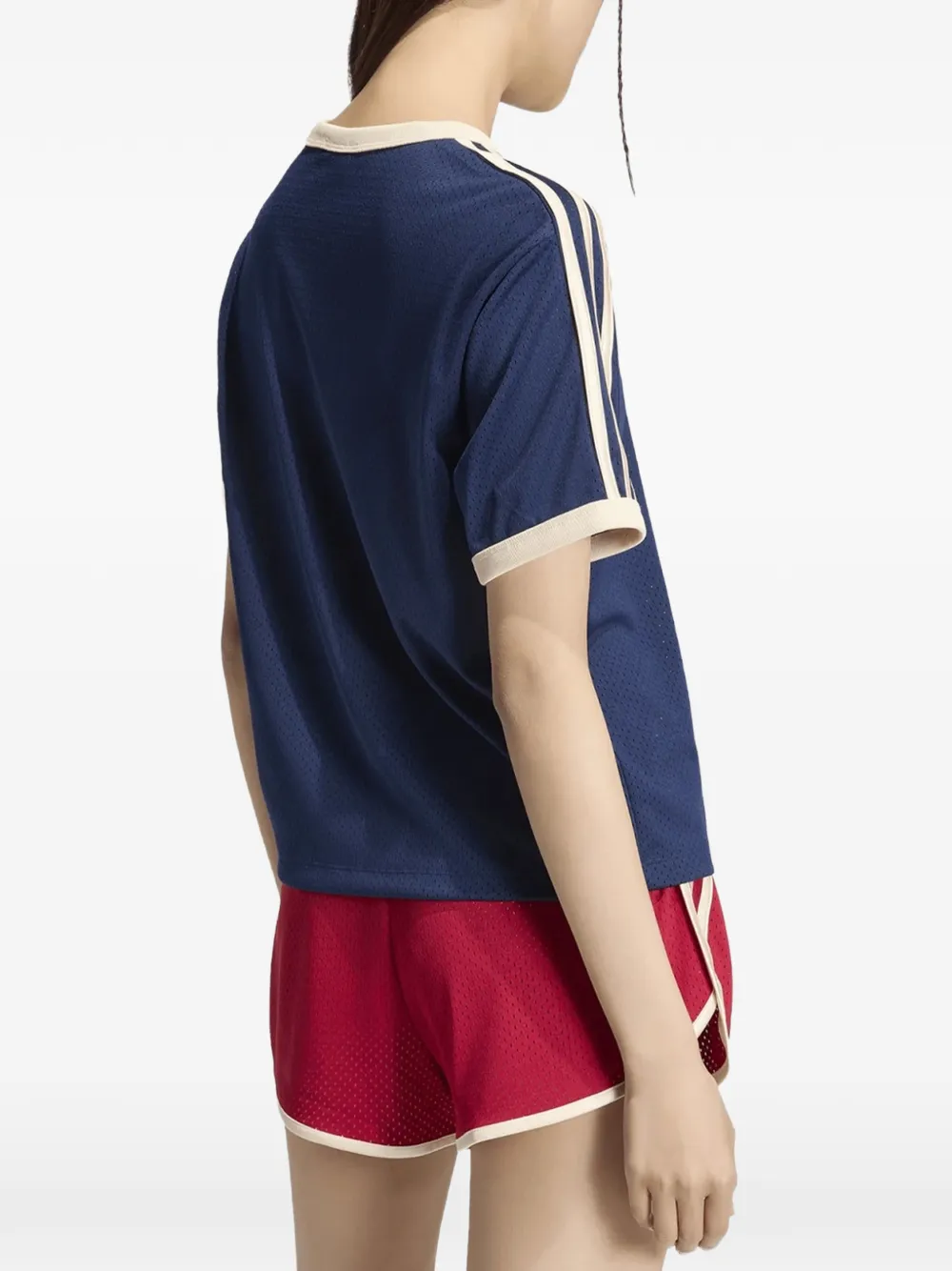 adidas T-shirt met logoprint en mesh Blauw