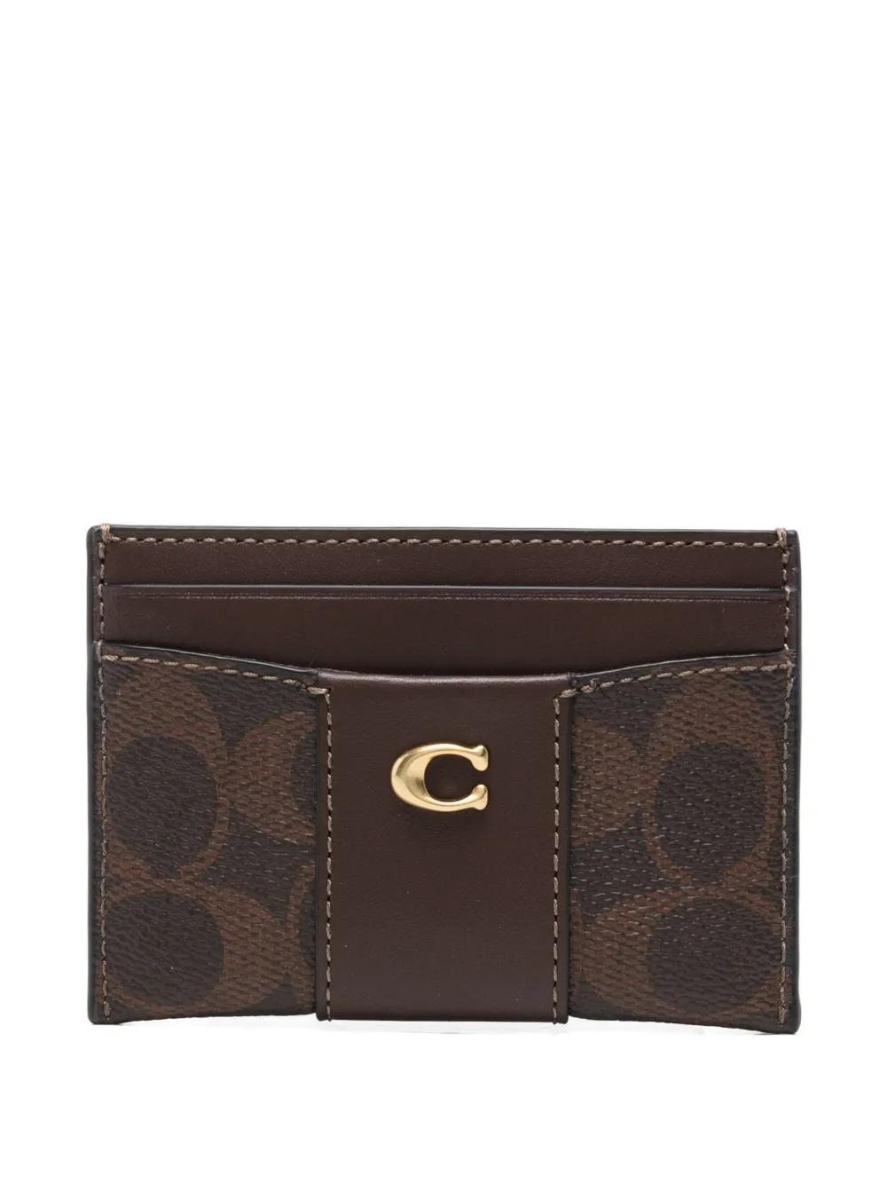 Coach monogram-print logo-plaque card holder - Marrone