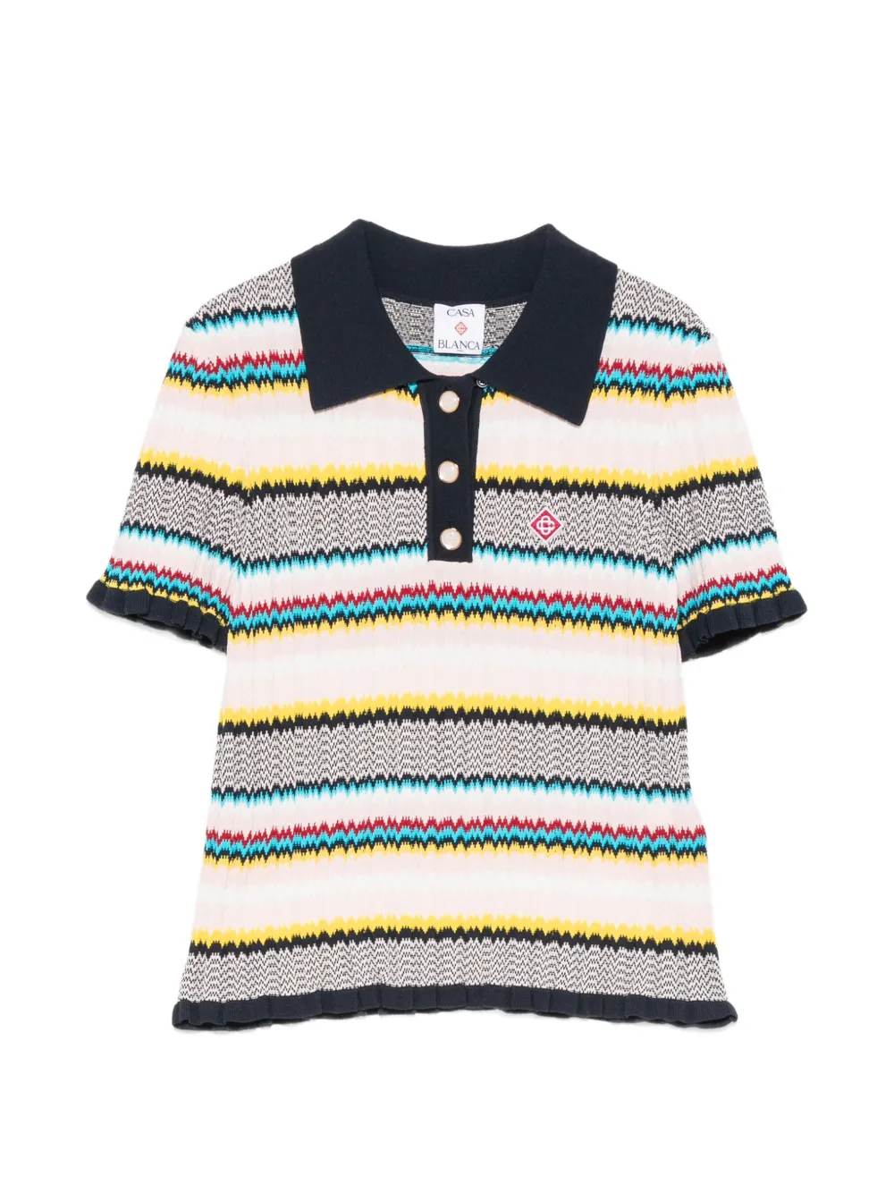 Casablanca chevron-knit polo top - Blau