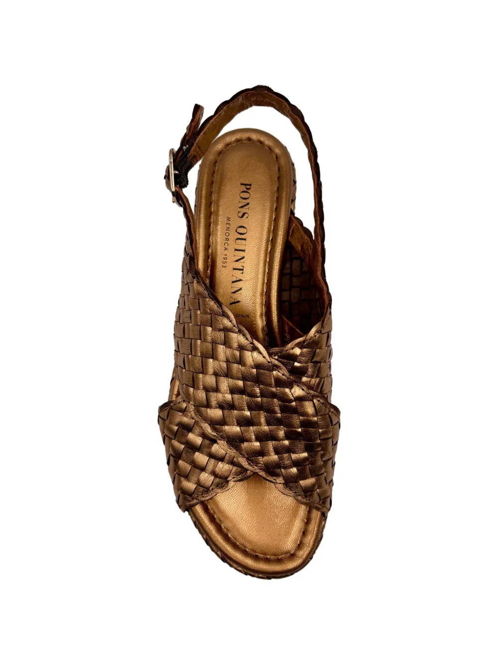 PONS QUINTANA Forli geweven sandalen met gekruiste bandjes Goud