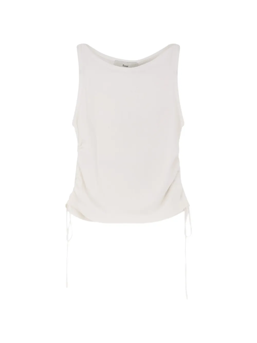 DUNST side-drawstring ribbed-trim top - Toni neutri