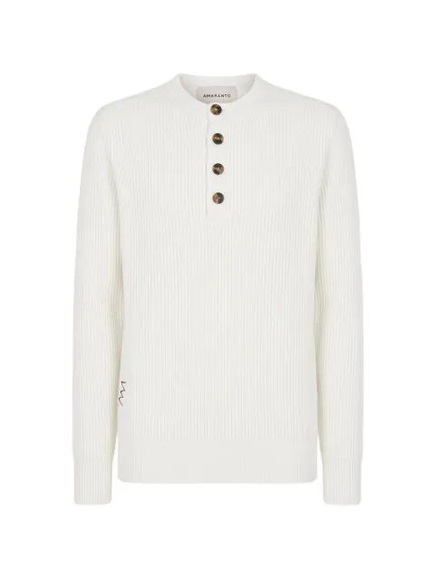 AMARANTO  ribbed-knit henley polo sweater