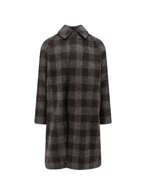 AMARANTO check-pattern brushed-finish coat