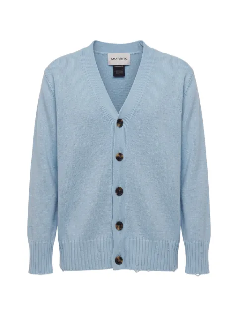 AMARANTO  distressed V-neck cardigan