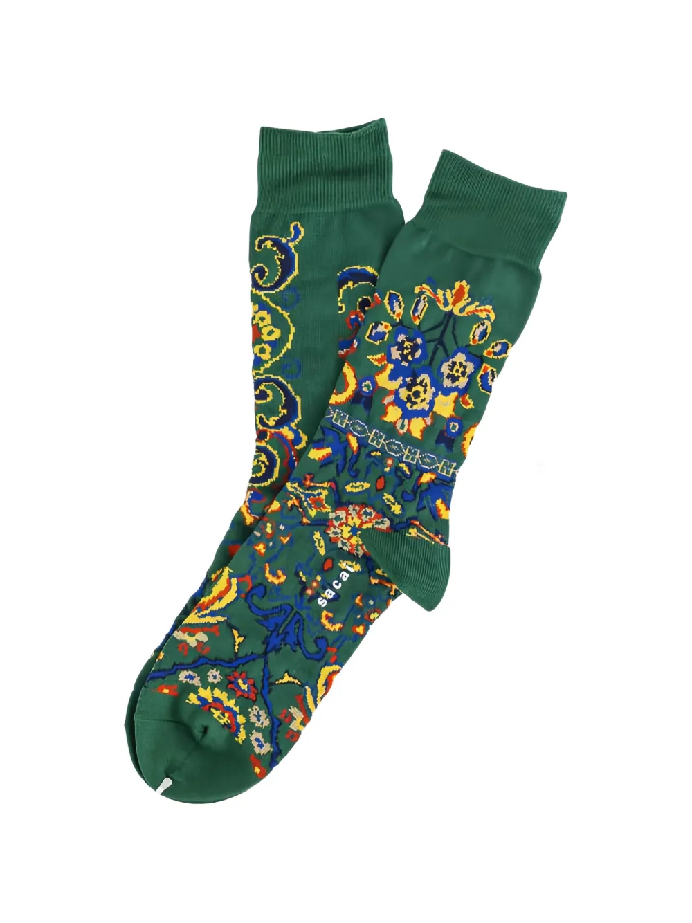 sacai floral-print ribbed-cuff socks - Verde