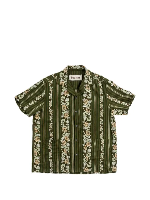 Baziszt Verve floral-print striped shirt