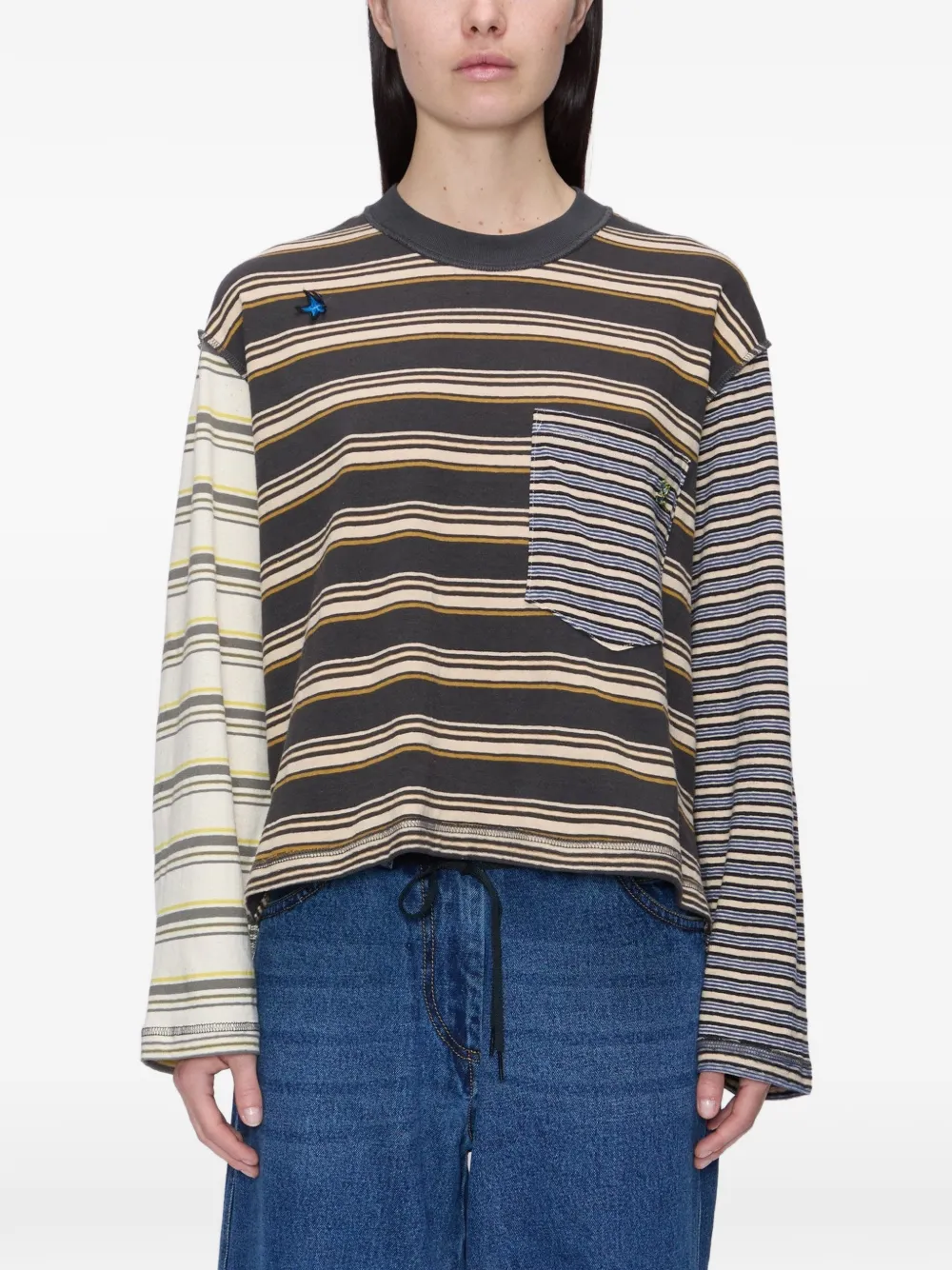 Song For The Mute Tictac striped T-shirt - Grigio