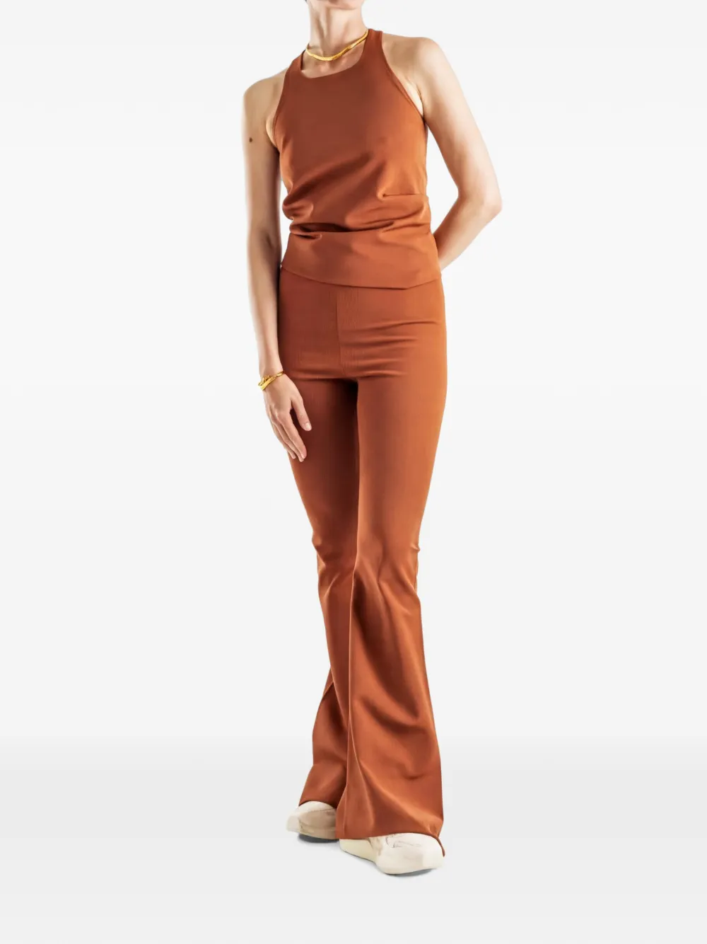 Rick Owens Fijngebreide flared broek Oranje