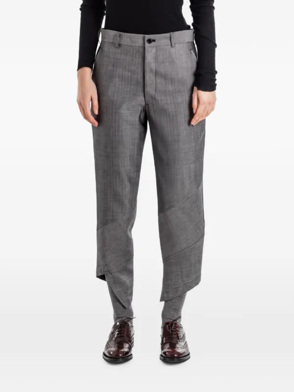 Comme des Garçons Asymmetric-hem Tailored Trousers in Grey