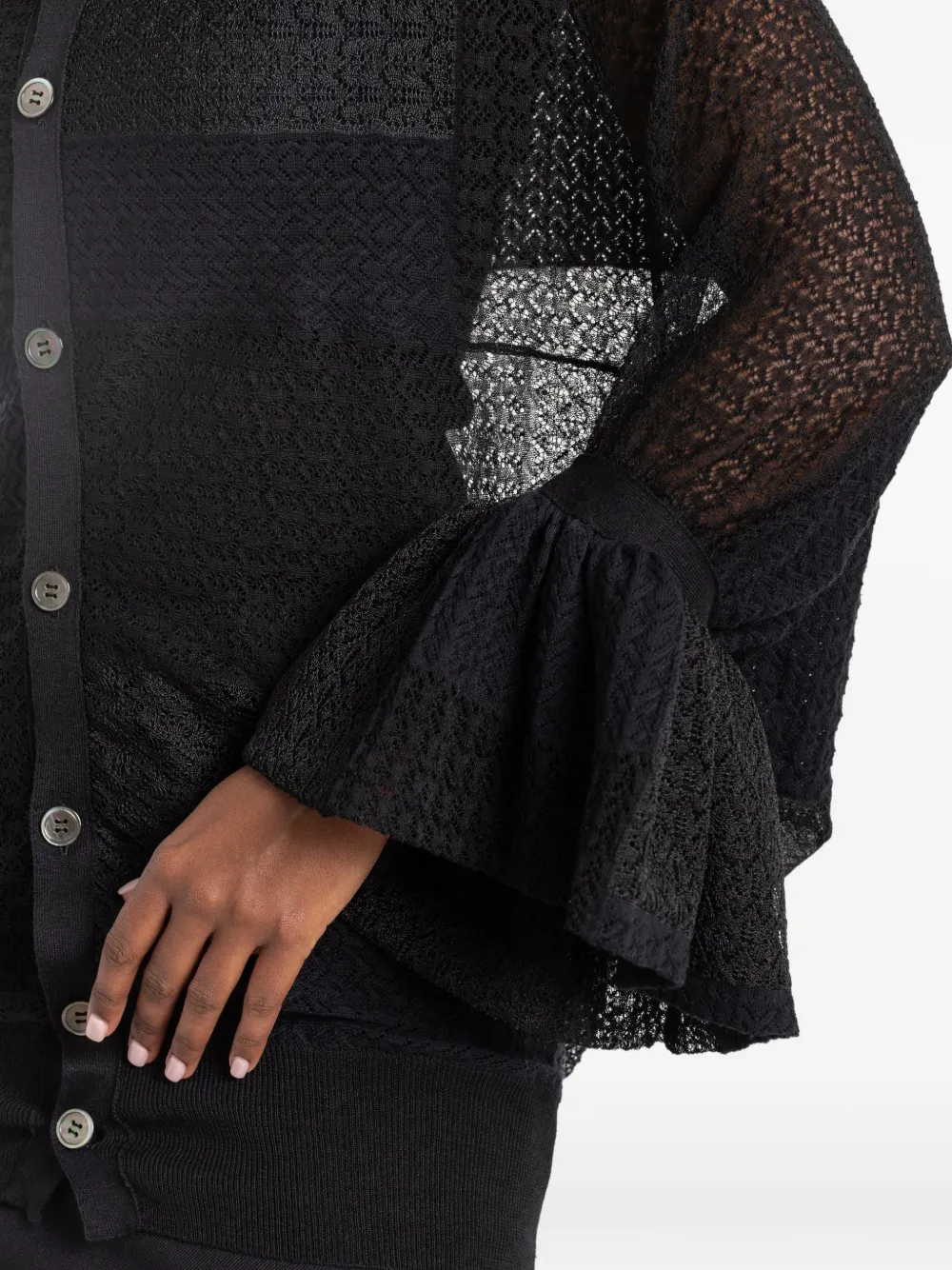 Junya Watanabe Vest met patchwork en kant Zwart