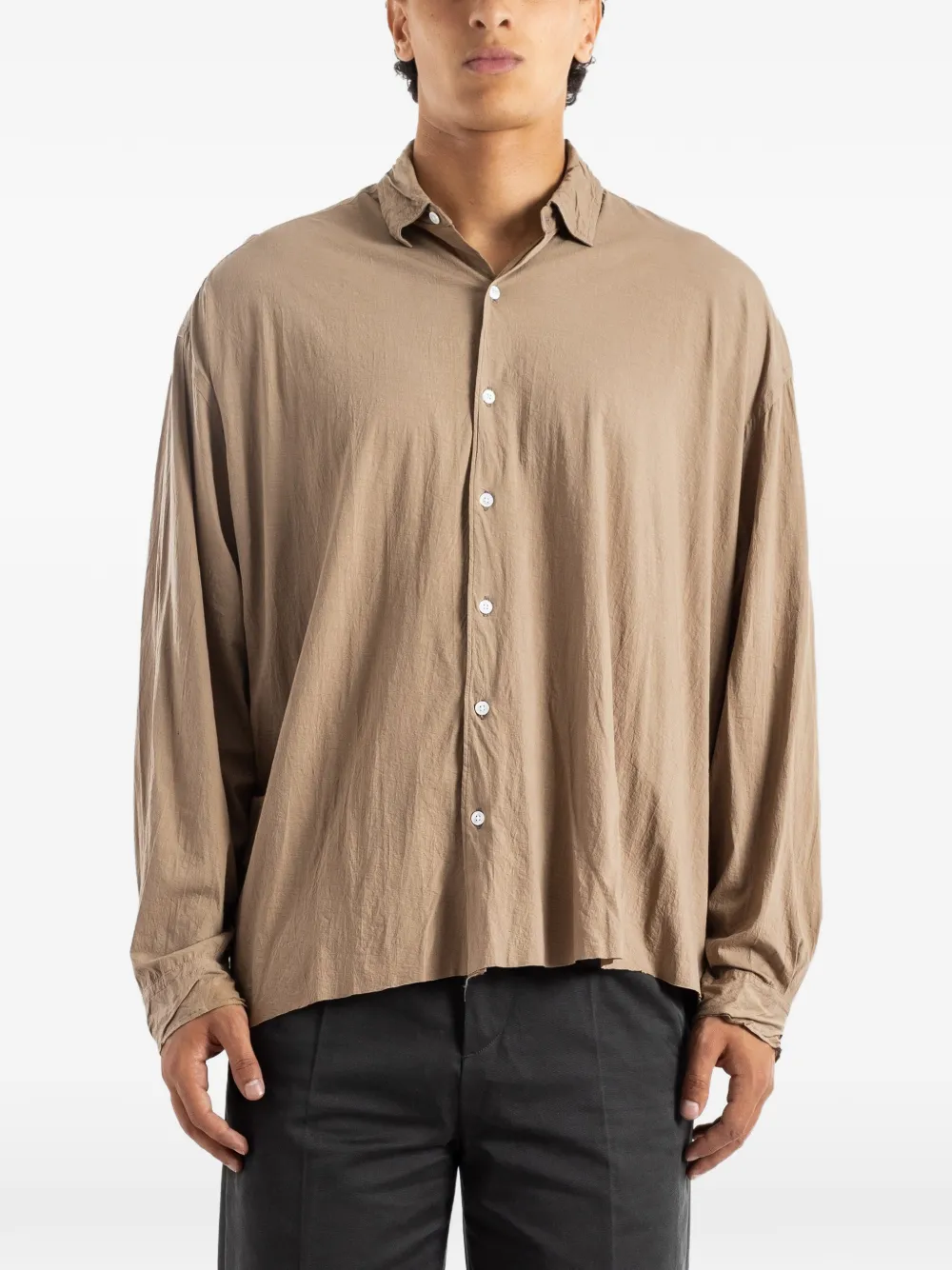 KANEMASA PHIL 46G Artisan long-sleeve shirt - Toni neutri
