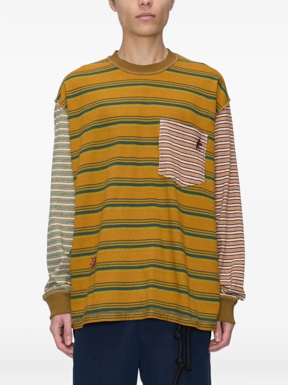 Song For The Mute striped crew-neck sweatshirt - Giallo