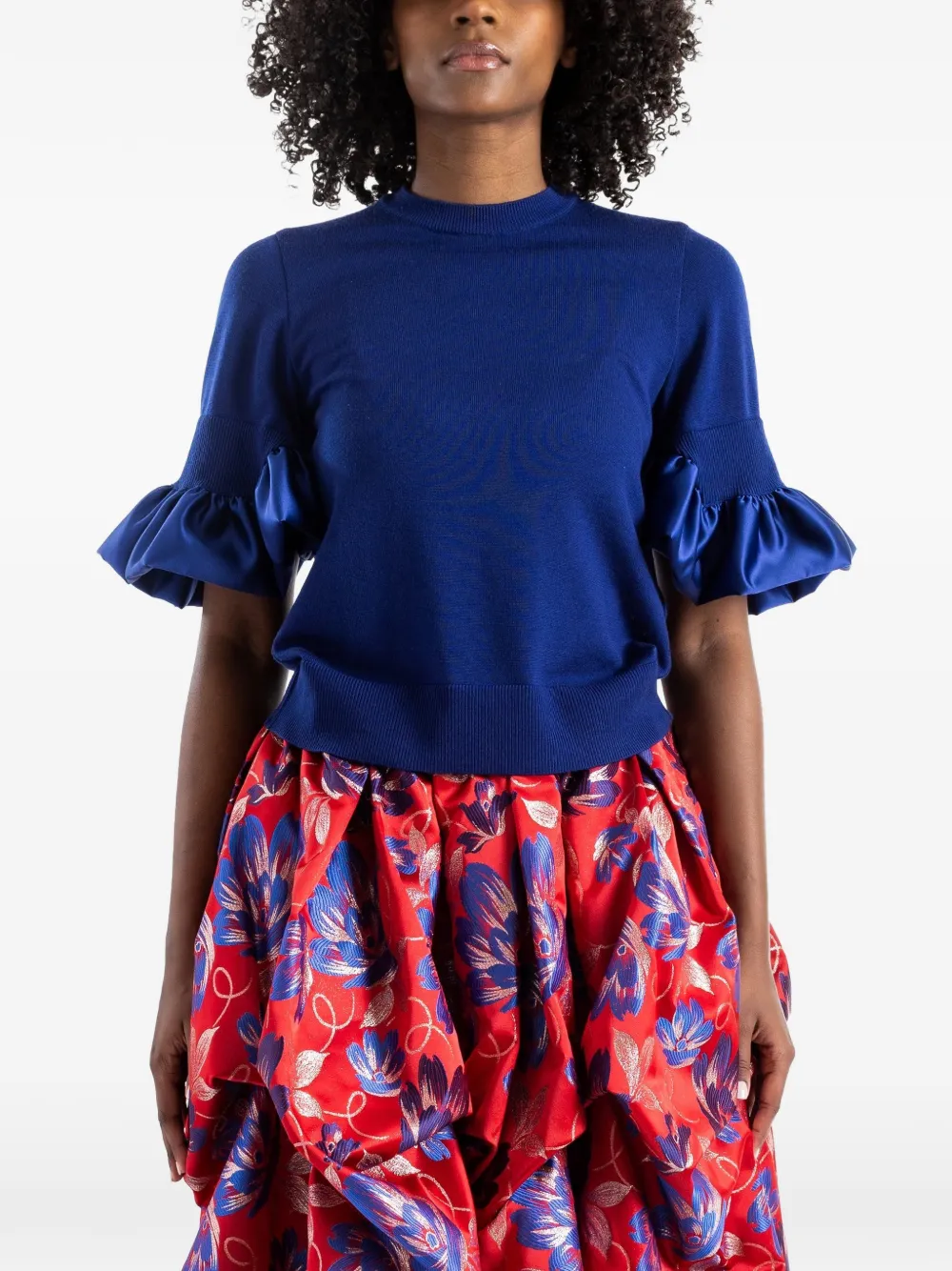 Noir Kei Ninomiya ruffle-trim sweater - Blu
