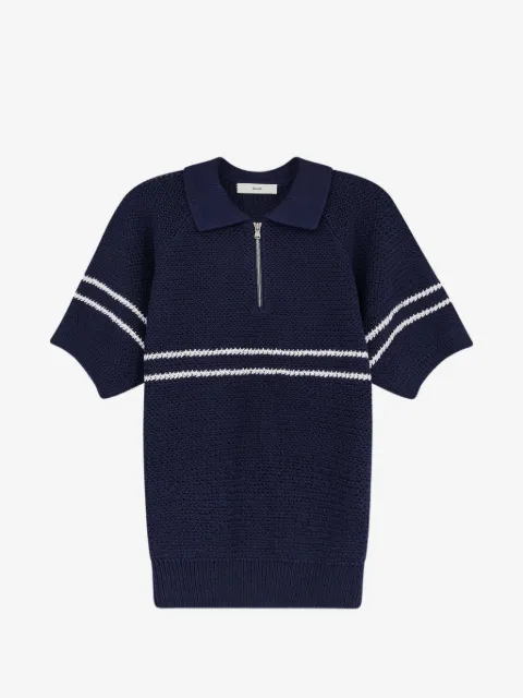 DUNST half-zip striped knit jumper