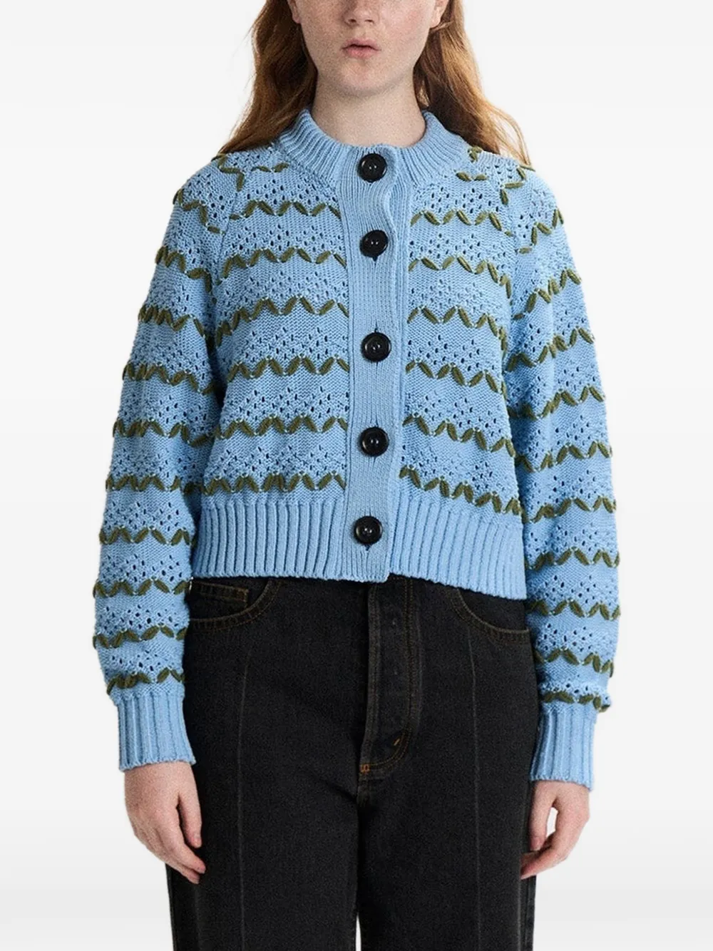 B.B. Walace Sherman pointelle-knit cardigan - Blue