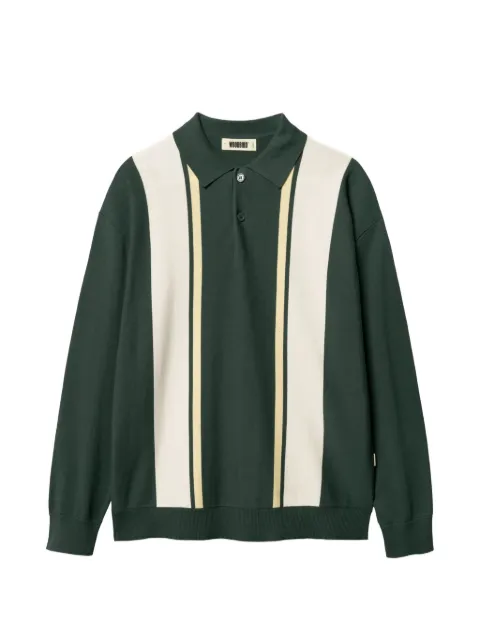 Woodbird Dom Gran striped long-sleeve polo shirt