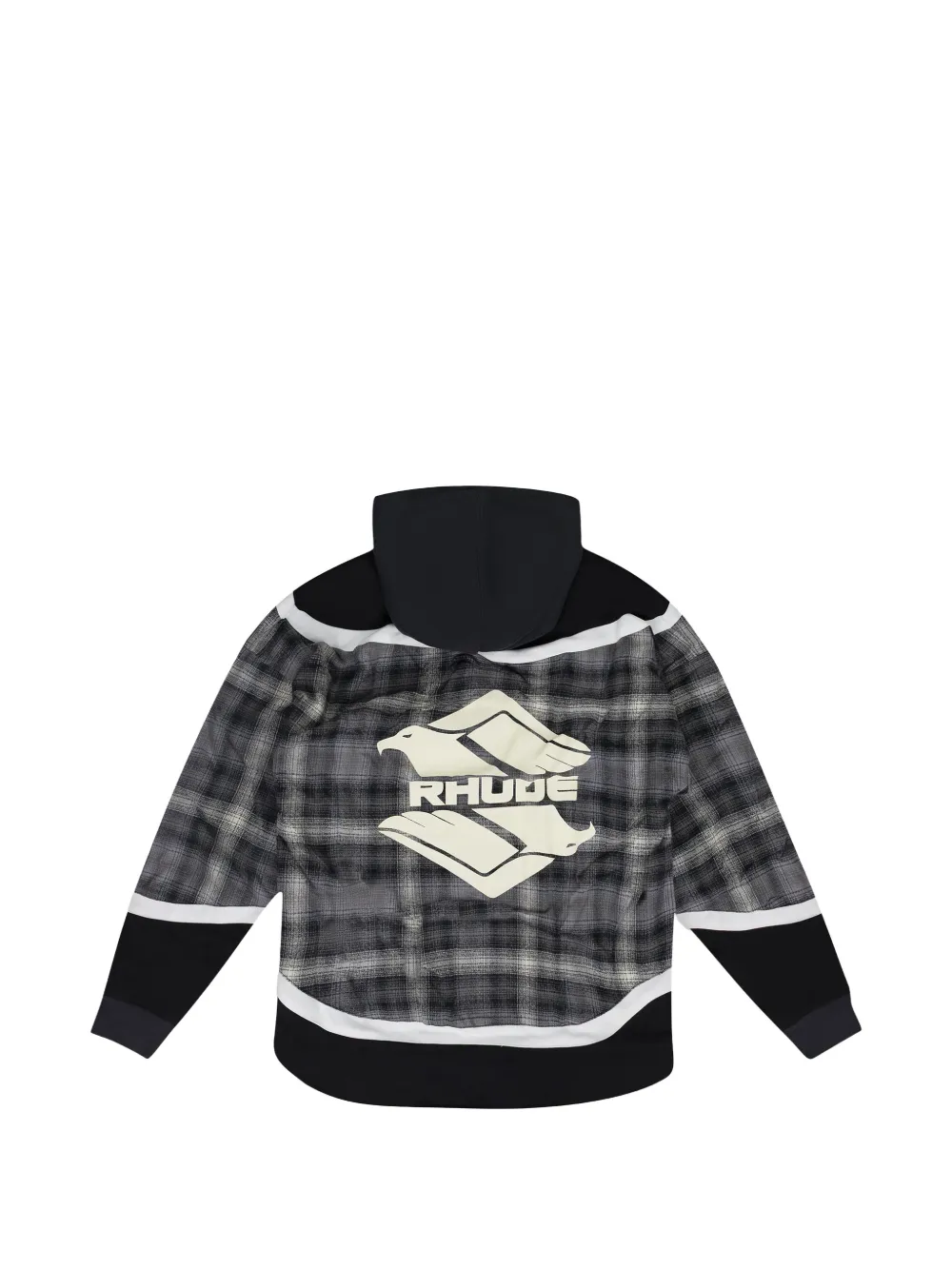 RHUDE Geruite hybride hoodie Zwart