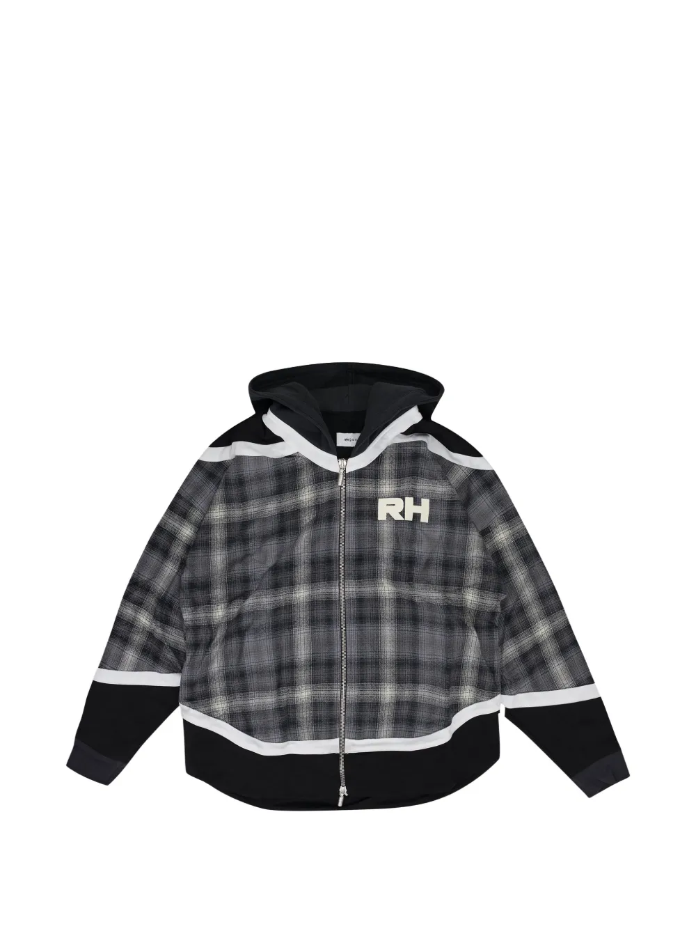 RHUDE check-pattern hybrid hoodie - Nero