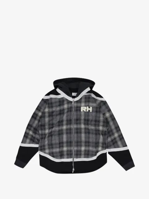 RHUDE check-pattern hybrid hoodie