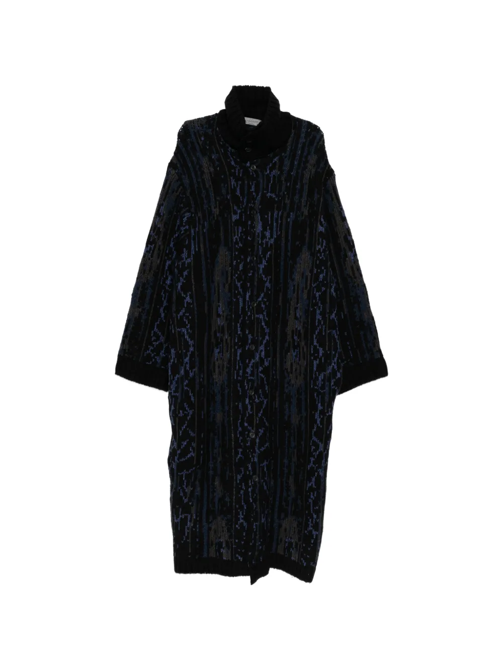 Yohji Yamamoto patterned knit coat - Nero