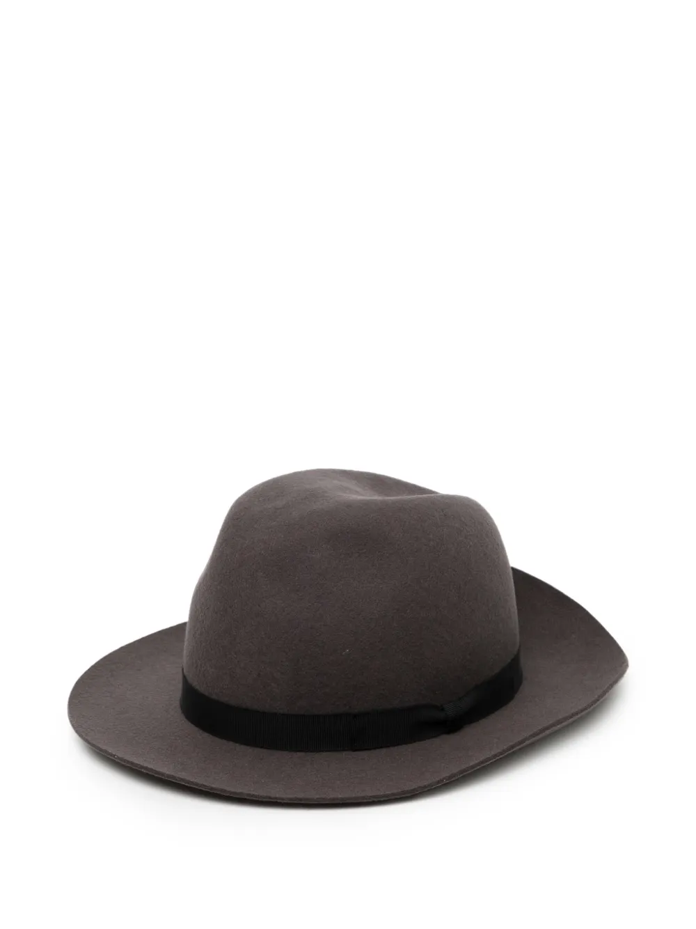 Yohji Yamamoto Fedora mit Ripsbandbesatz - Grau