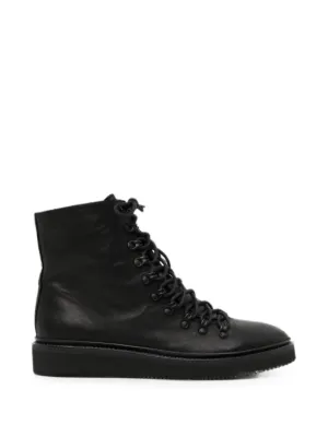 ALEXANDER　McQUEEN オープントゥブーツ 黒 レザー 高ヒール Alexander McQueen Punk Worker レースアップ ブーツ | ブラック