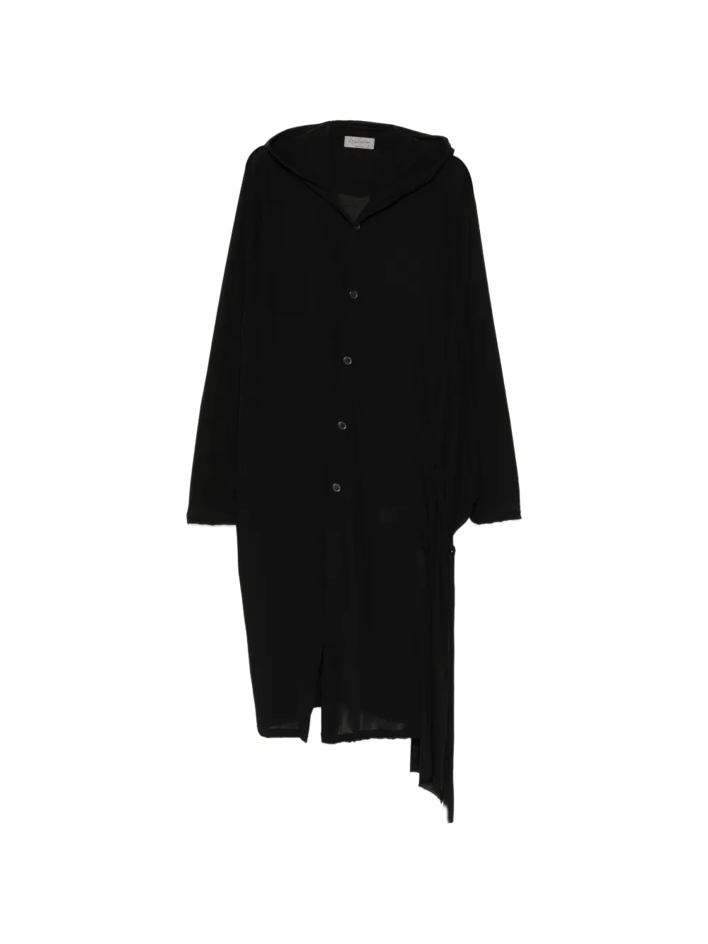 Yohji Yamamoto side-string hooded coat - Nero