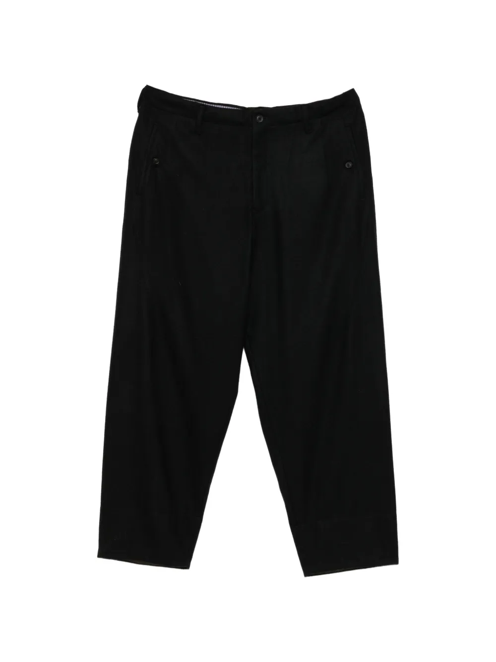 Yohji Yamamoto Flanellhose mit Abnähern - Schwarz