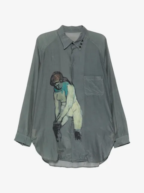 Yohji Yamamoto camisa con estampado gráfico