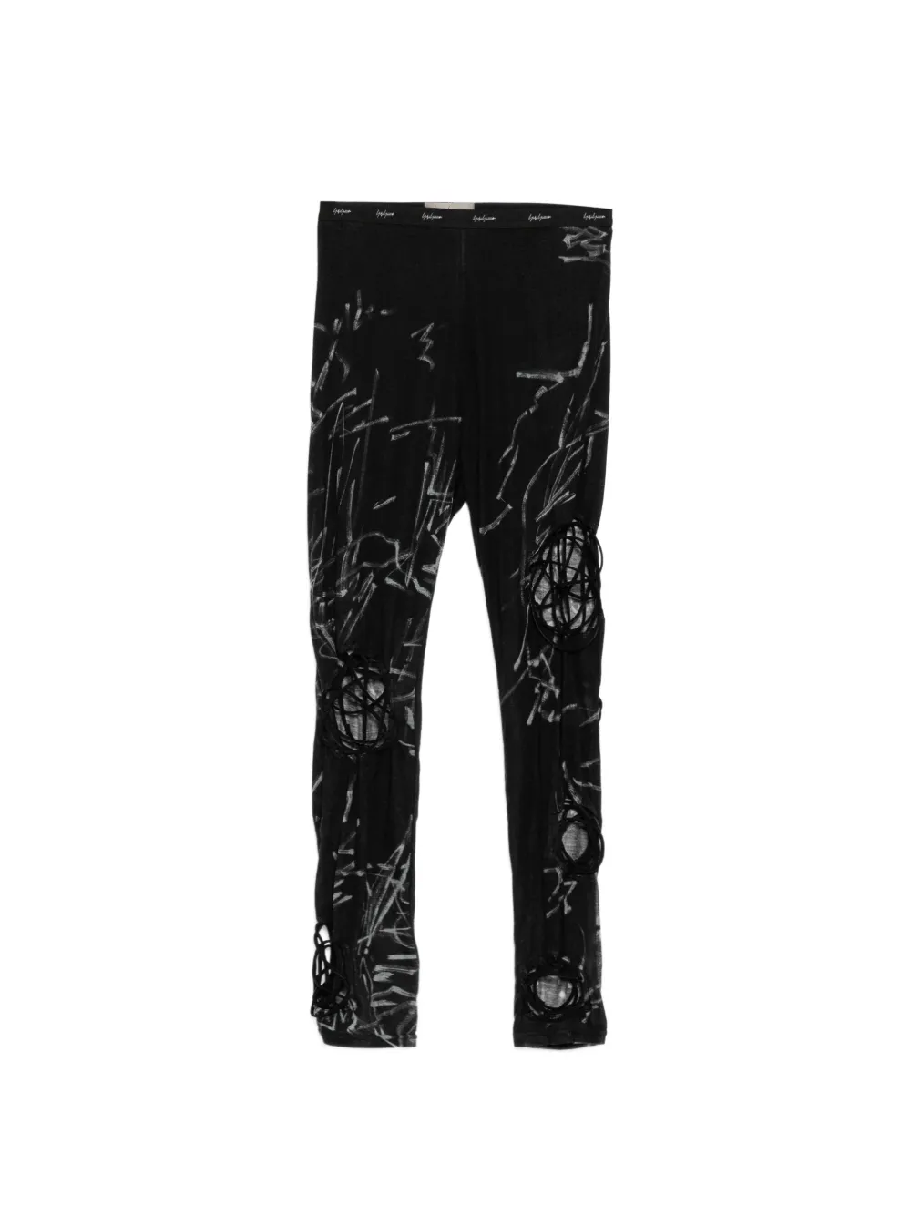 Yohji Yamamoto Leggings mit abstraktem Print - Schwarz