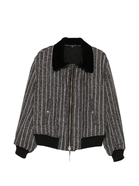 Yohji Yamamoto three blend stripe-pattern flight jacket