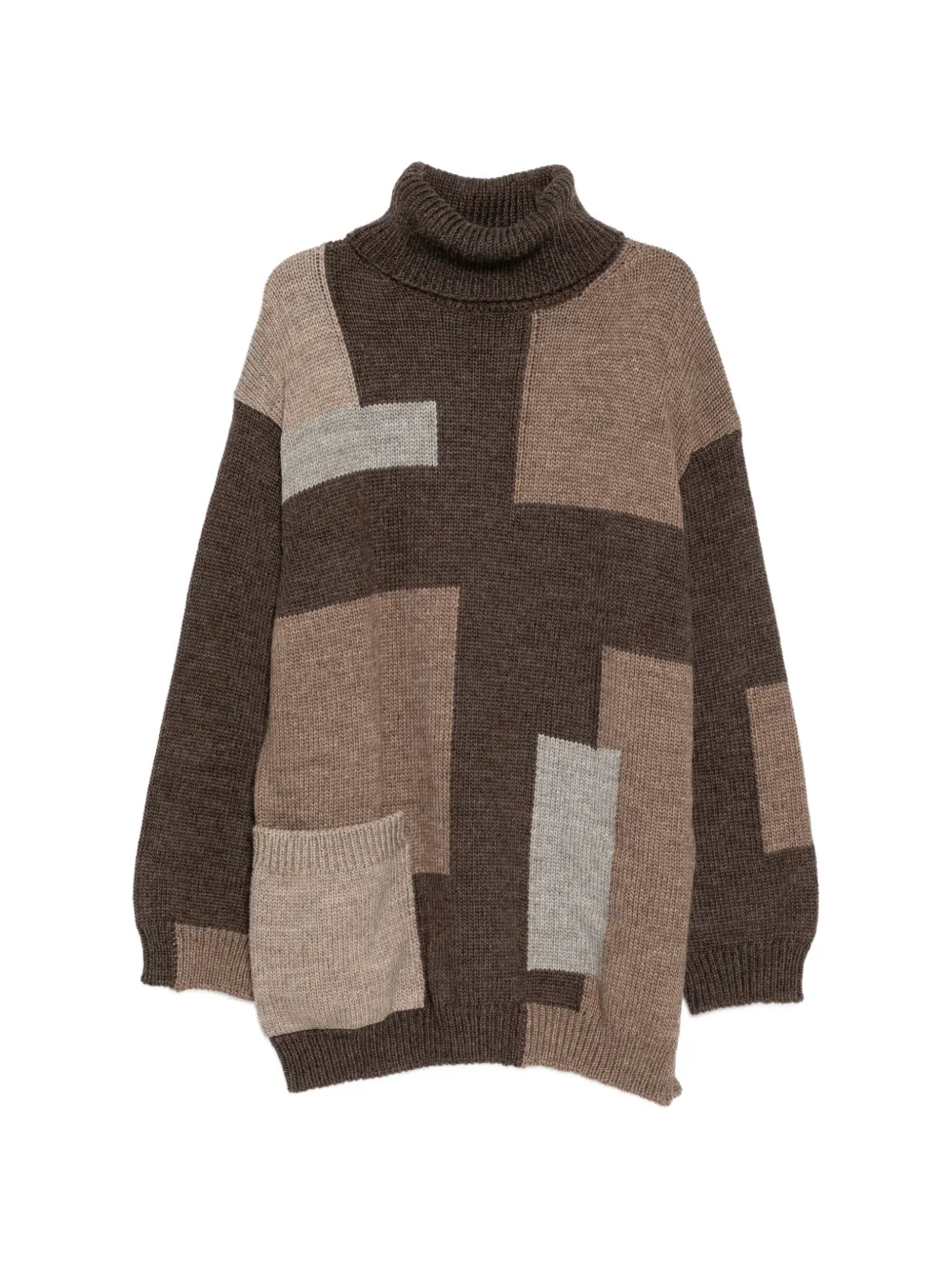 Yohji Yamamoto patchwork sweater - Marrone