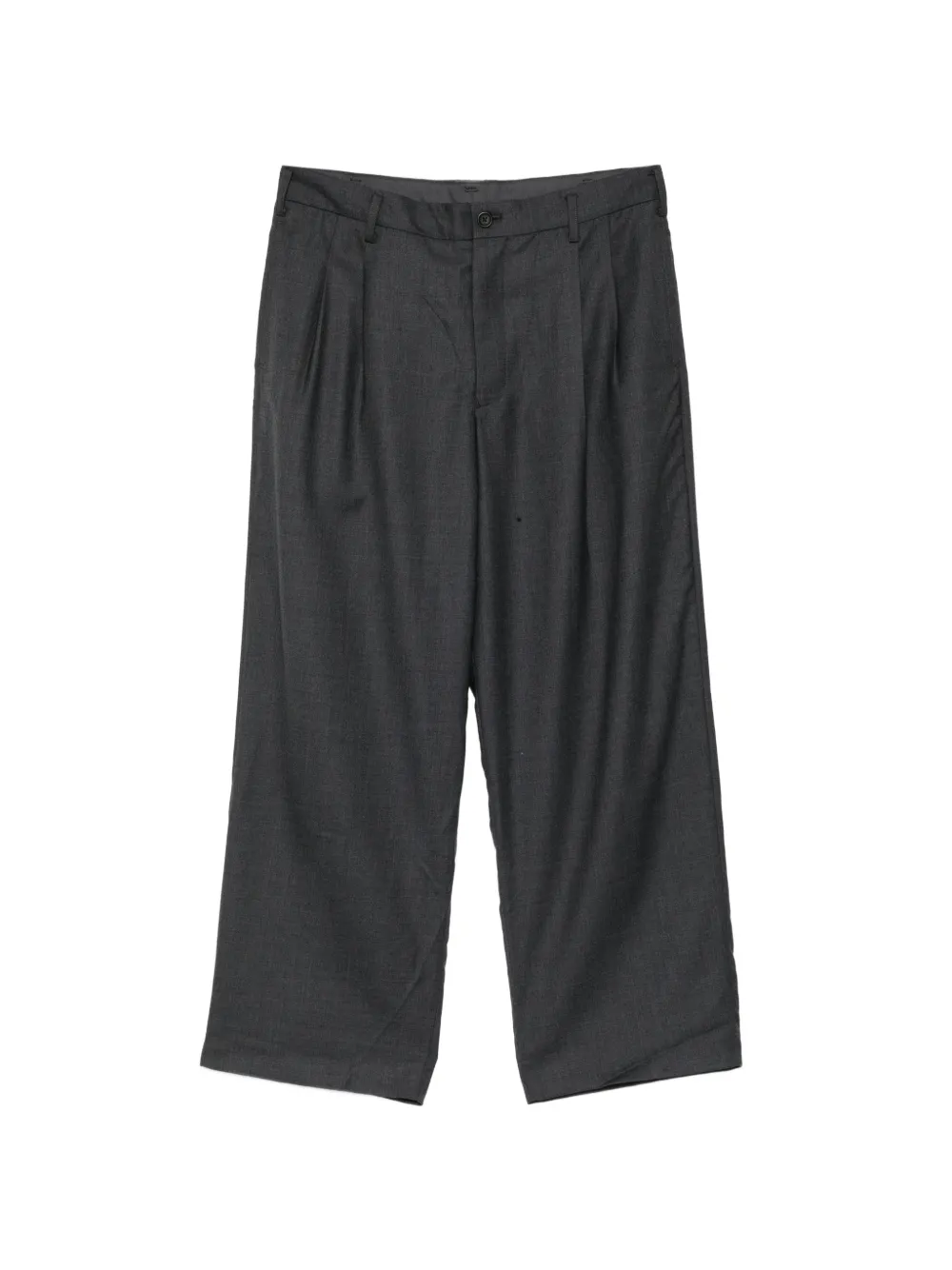 Yohji Yamamoto Pantaloni in lana con pieghe - Grigio