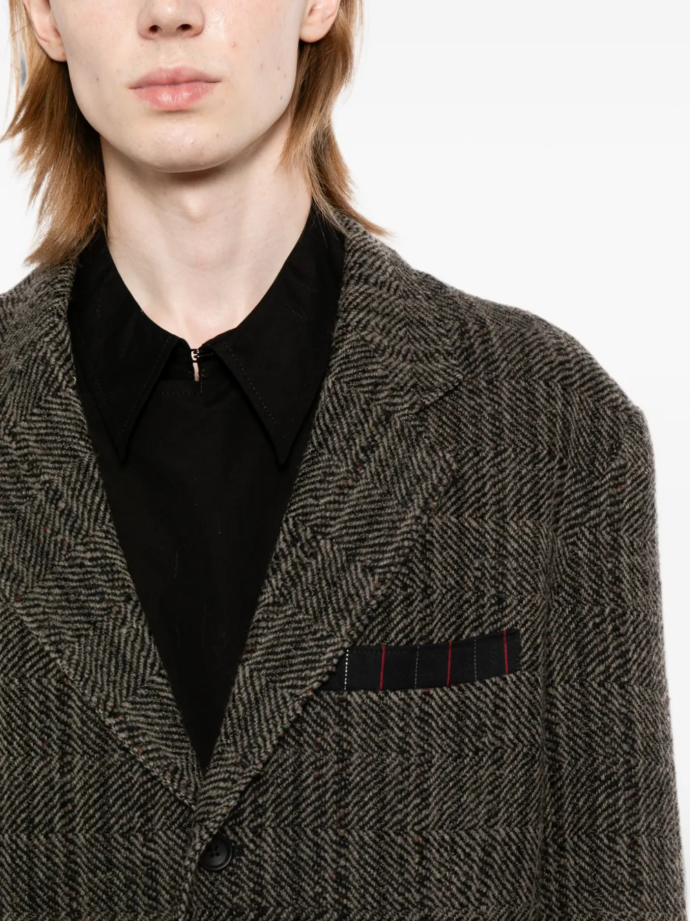 Yohji Yamamoto Blazer met visgraatpatroon Grijs