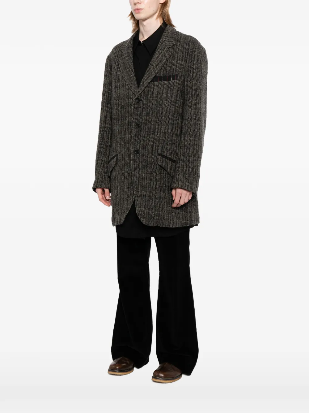 Yohji Yamamoto Blazer met visgraatpatroon Grijs