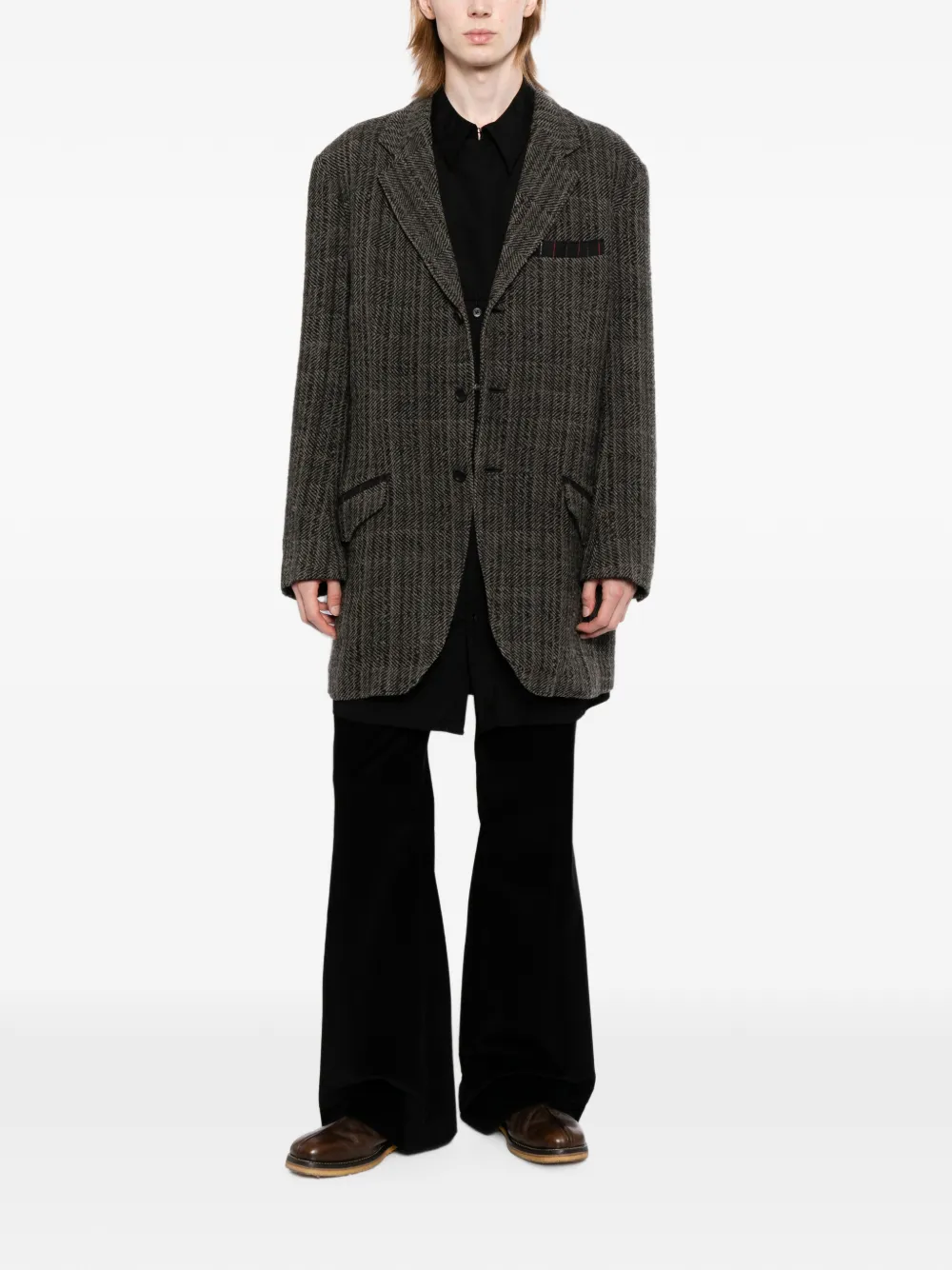 Yohji Yamamoto Blazer met visgraatpatroon Grijs