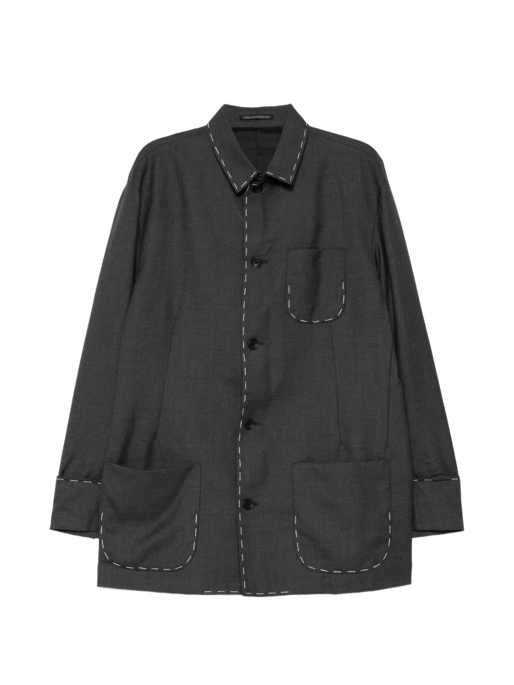 Yohji Yamamoto Giacca con cuciture a contrasto - Grigio