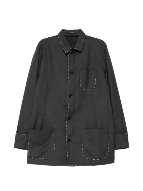 Yohji Yamamoto contrast-stitch patch-pocket jacket