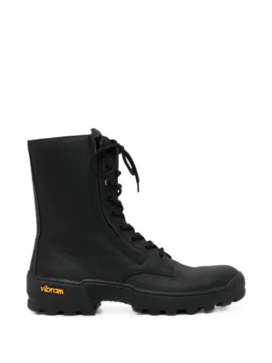 HELIOT EMIL lace-up quilted-panel Tall Hiking Boots | Black | FARFETCH