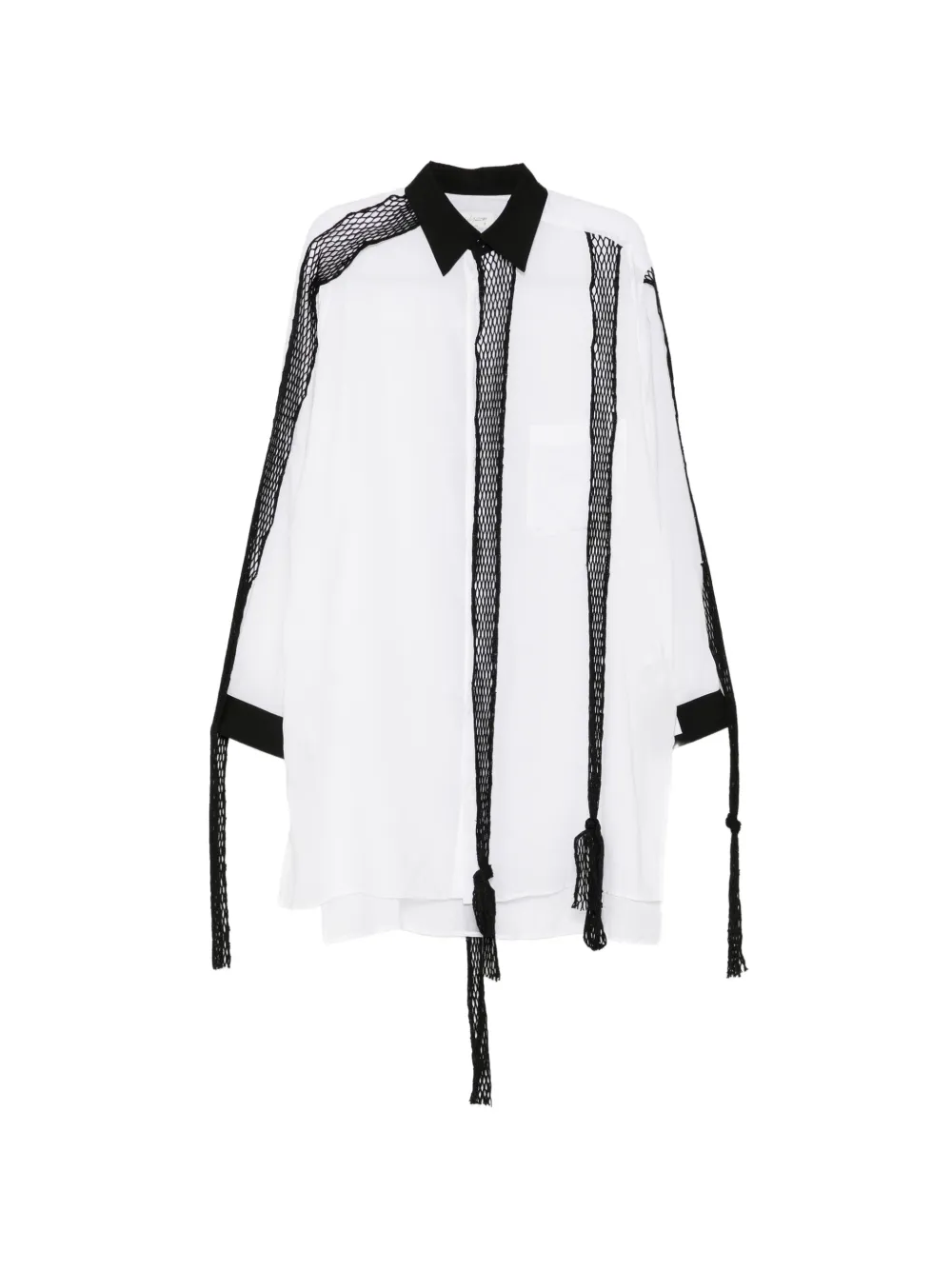 Yohji Yamamoto Camicia con inserti in rete - Bianco