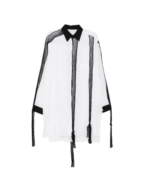 Yohji Yamamoto Hemd mit Mesh-Einsatz und Fransen
