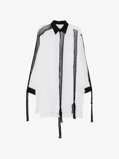 Yohji Yamamoto 메시 패널 프린지 셔츠