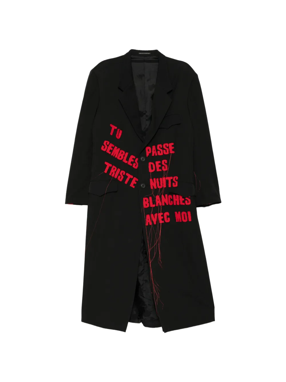 Yohji Yamamoto Cappotto monopetto con stampa - Nero