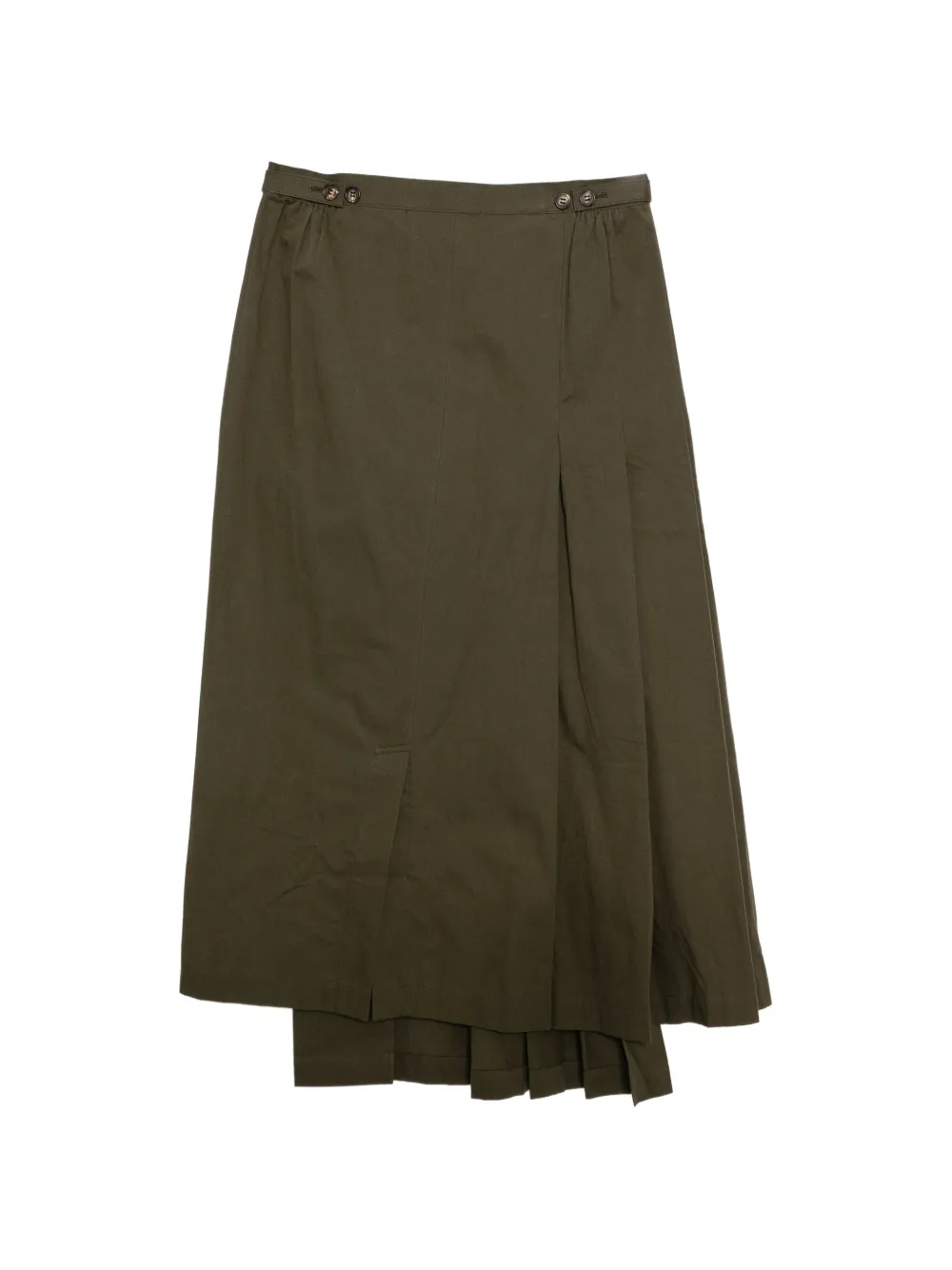 Yohji Yamamoto Katoenen twill plooirok Groen