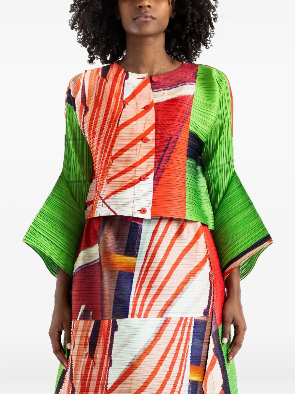 Pleats Please Issey Miyake City Collage plissé blouse - Green