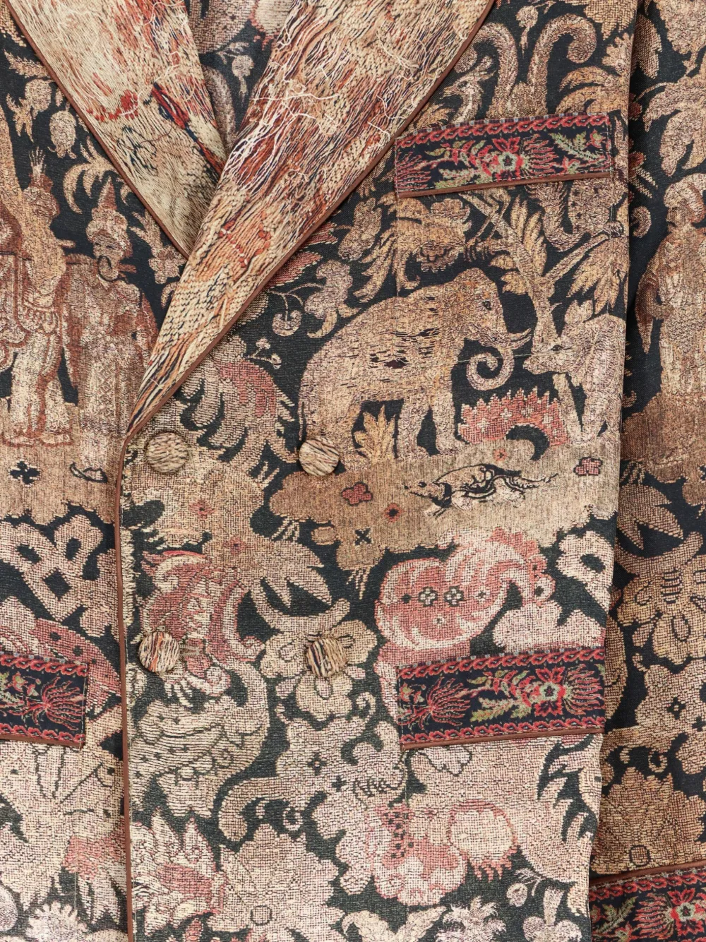 Pierre-Louis Mascia Cialda jas met dubbele rij knopen en jacquard Bruin