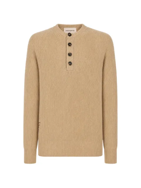 AMARANTO ribbed-knit button-up sweater