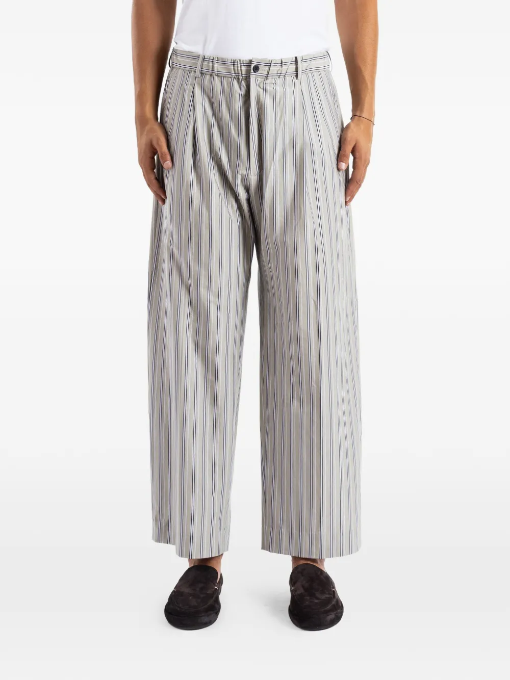 KANEMASA PHIL striped pleated trousers - Grigio